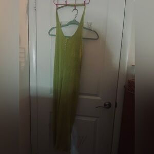 Lime green halter midi dress